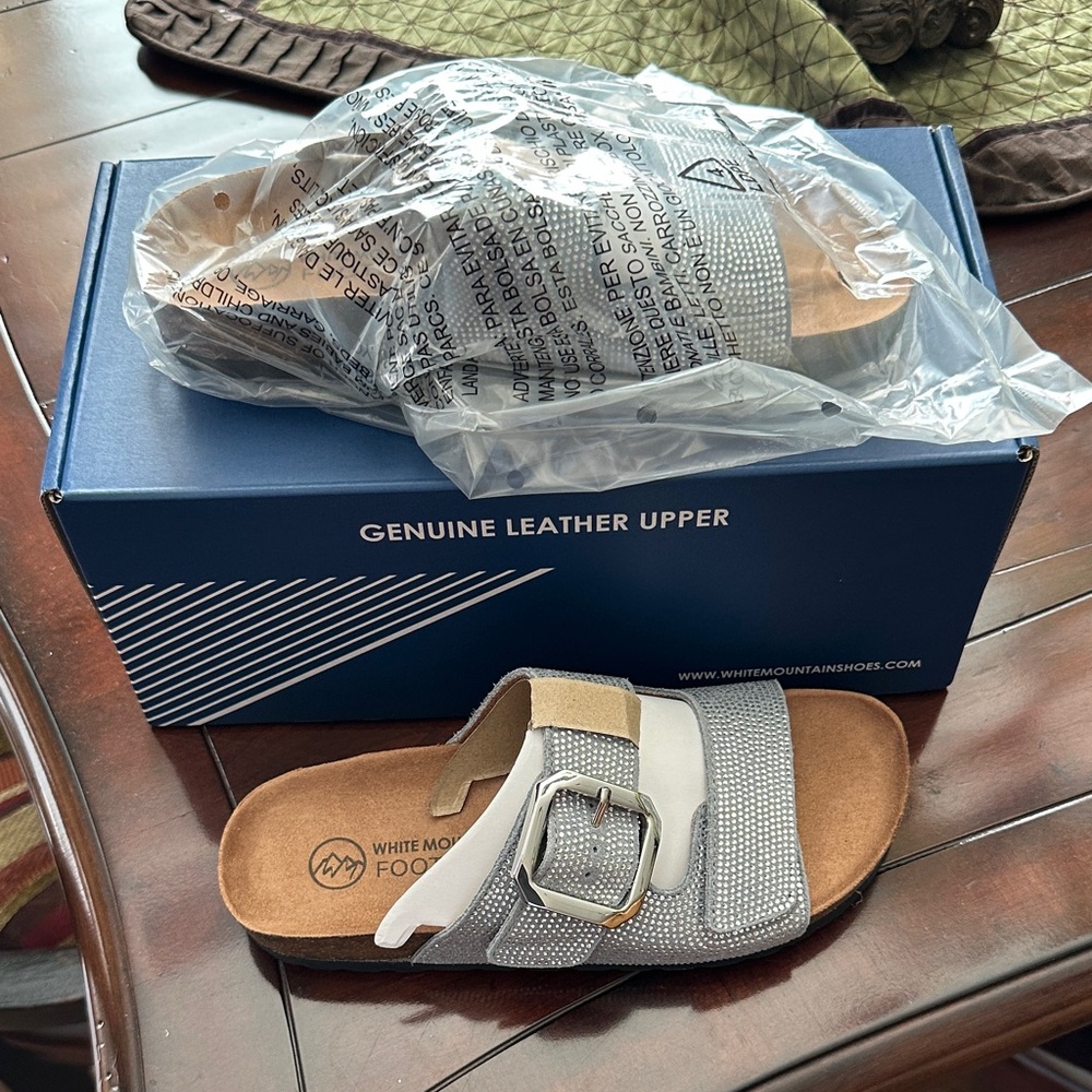 Gray Rhinestone Slide Sandals - Picture 4 of 5